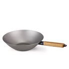 Padella wok acciaio al carbonio manico in acacia 20 cm