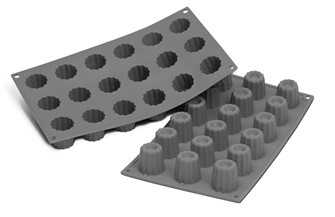 Stampo silicone nero e particelle metalliche per 18 mini cannelés