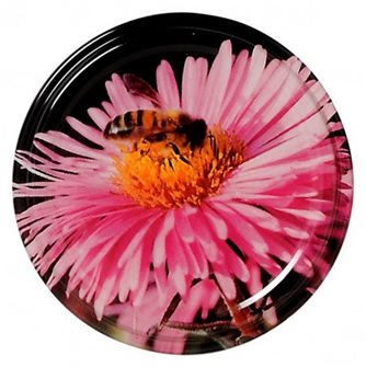 Capsule (tappi) twist-off per miele. Disegno con fiori e alveoli. Diam. 82 mm (10 pz.)
